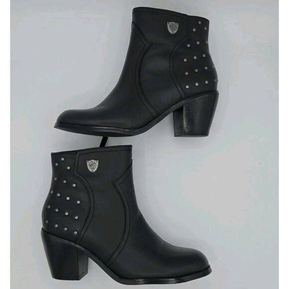 Harley-Davidson Womens Size 6.5M Angela Ankle Boots Black Leather Studded D83687 - Picture 5 of 10